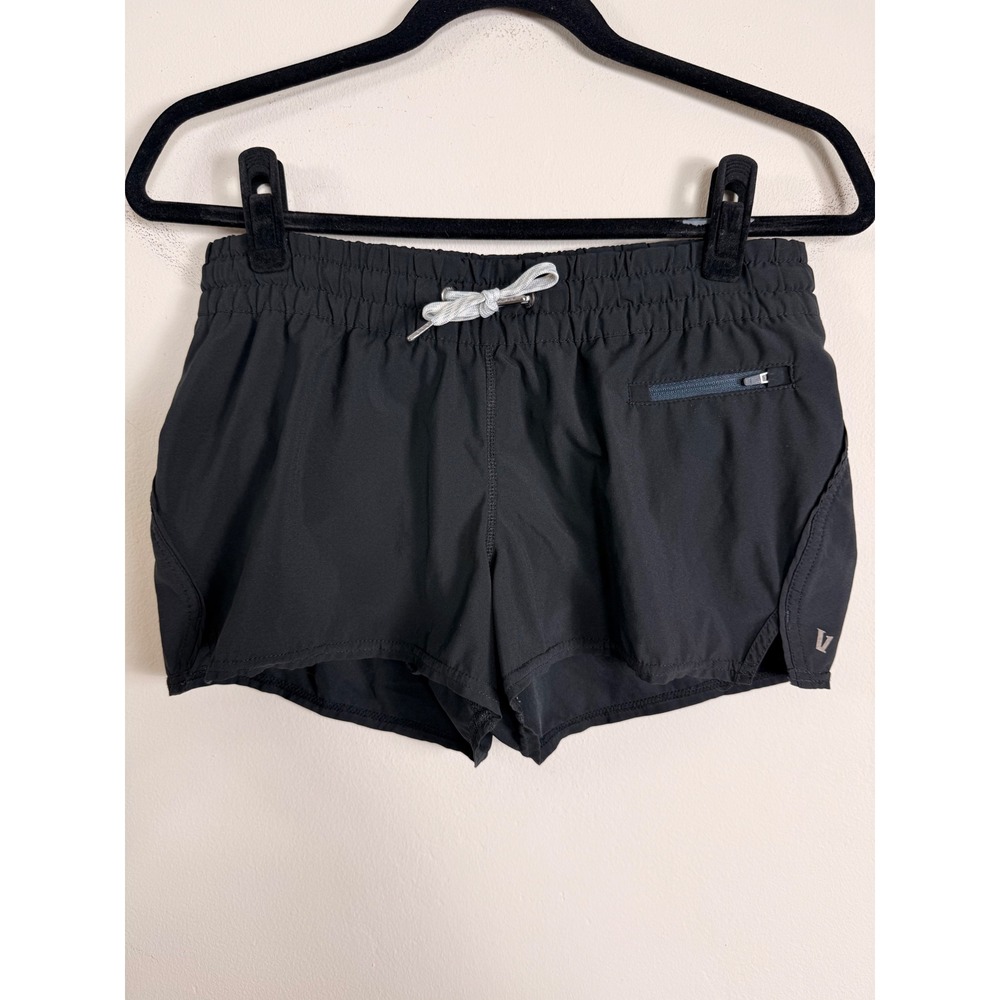 Vuori Clemintine Black Athletic Shorts Womens Small Drawstring Zip Pocket